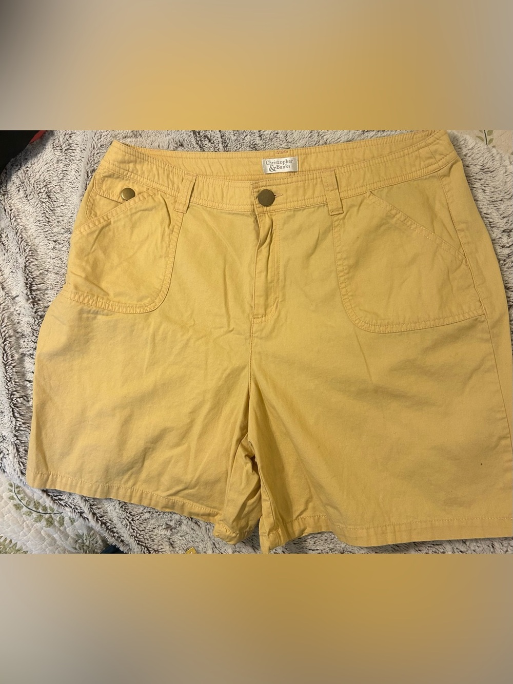 Christopher & Banks Yellow Casual Pocket Shorts Size 14, 7" Inseam
